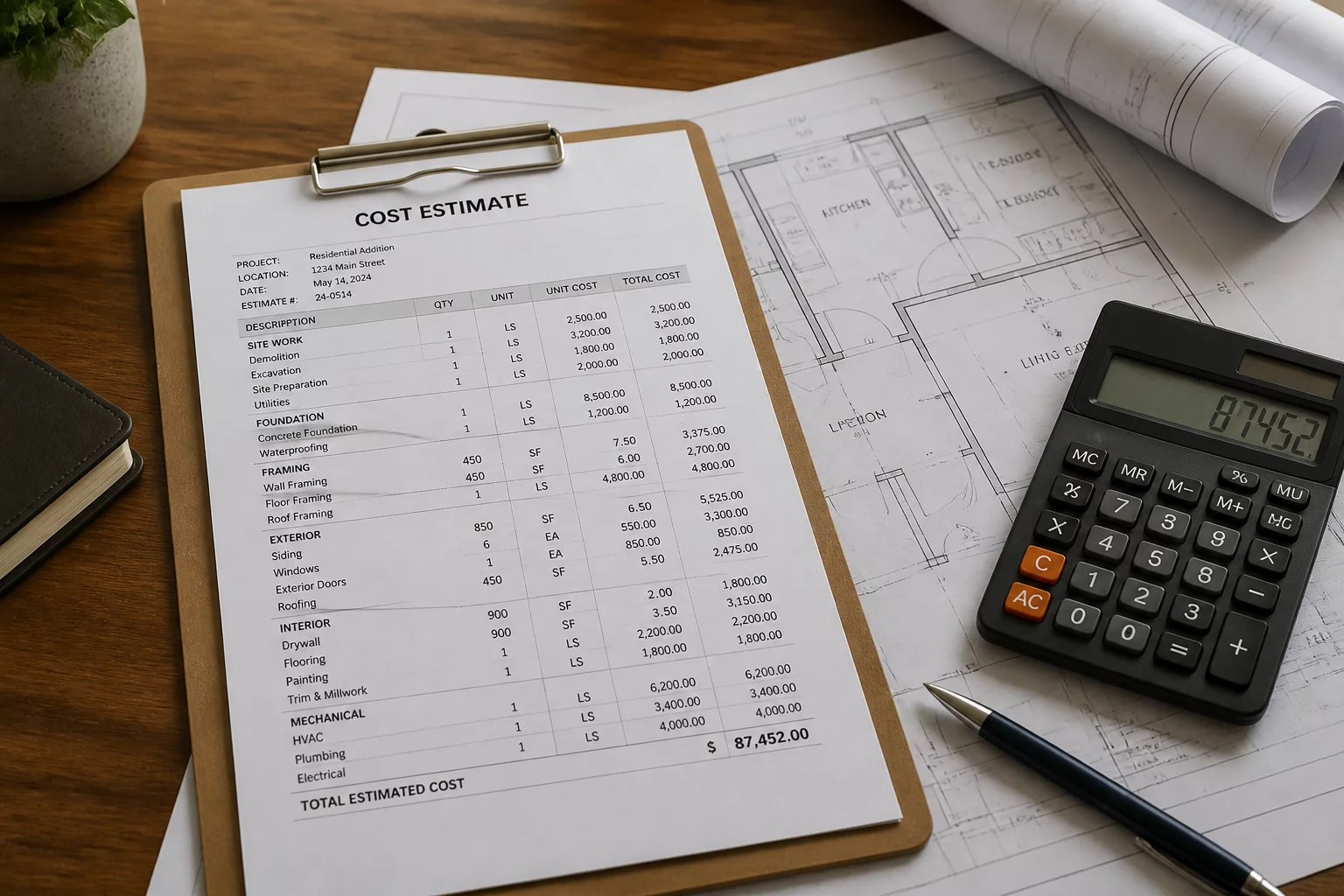 Property replacement cost estimates documentation